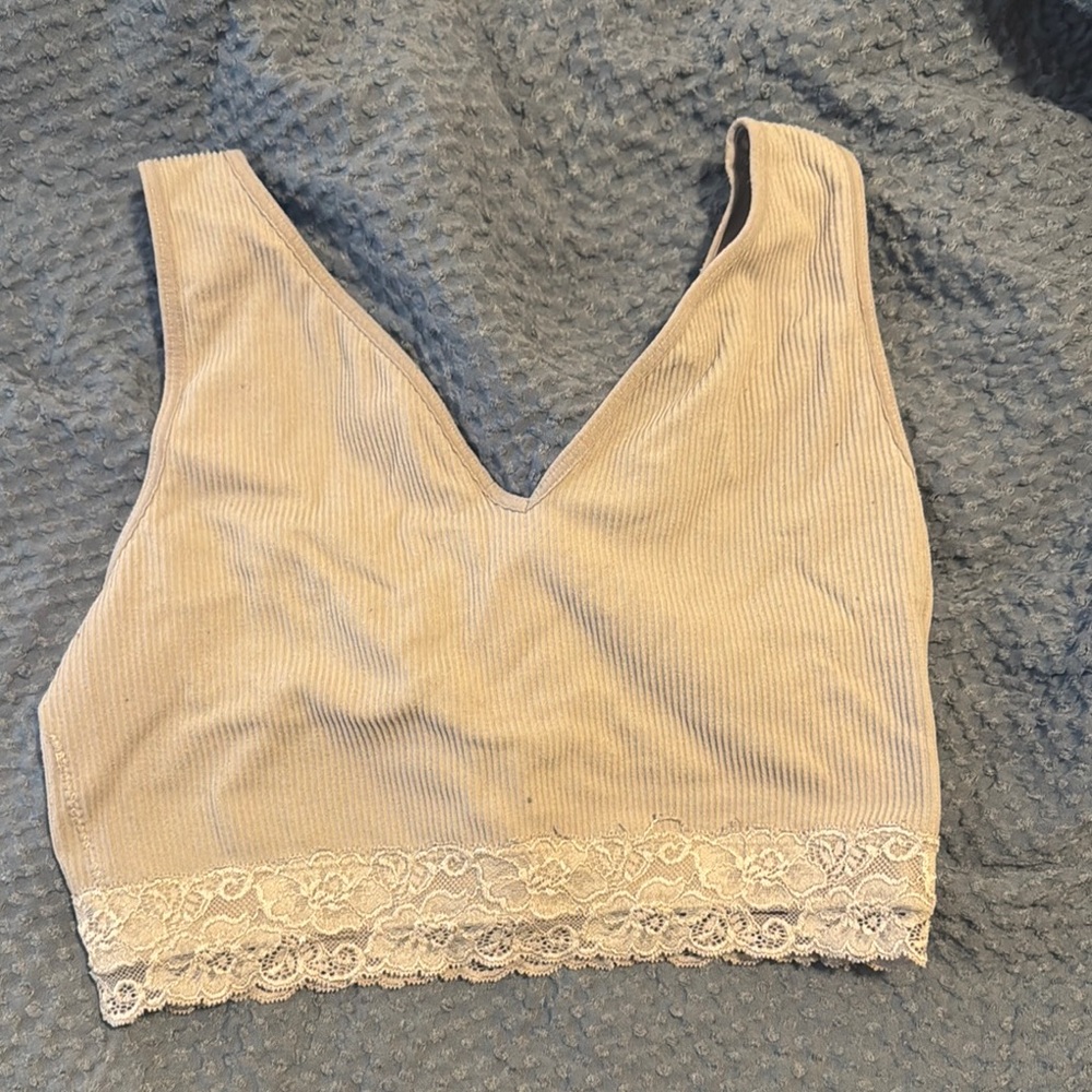 Lace Trim Ribbed Bralette